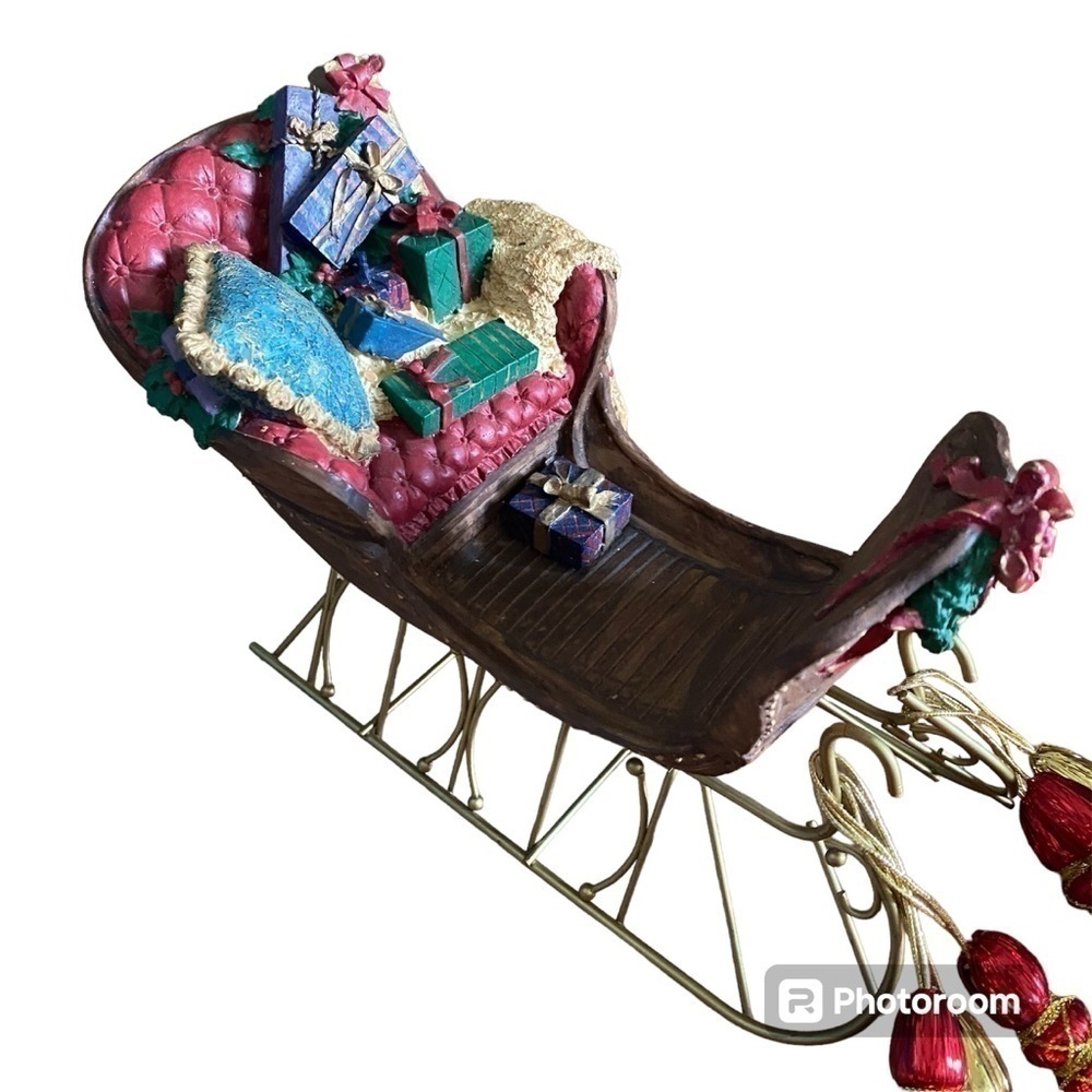Vintage Sleigh Resin Centerpiece Large Heavy Victorian Christmas Table Dinner
